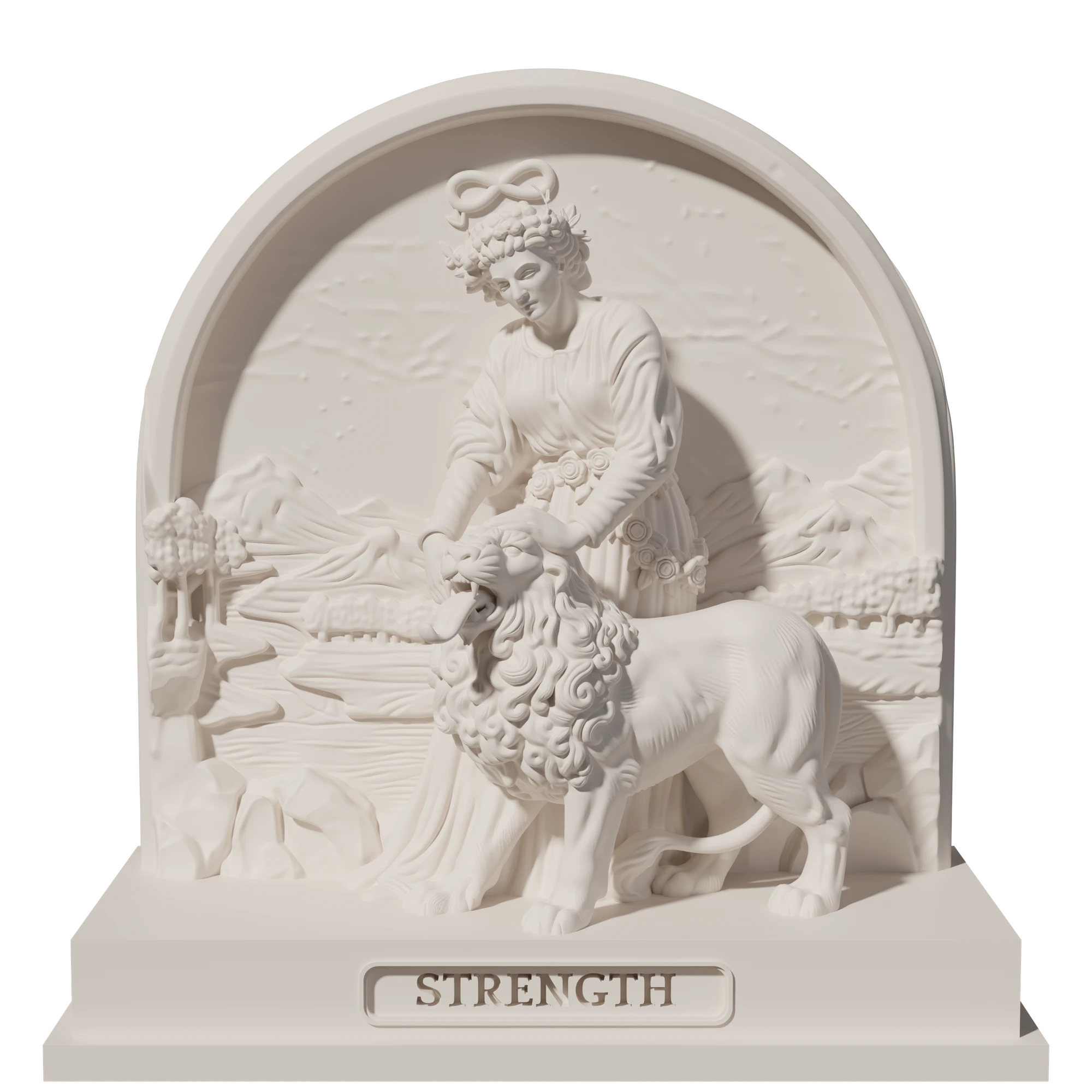 Strength, a 3D-printed resin statue, hand-painted