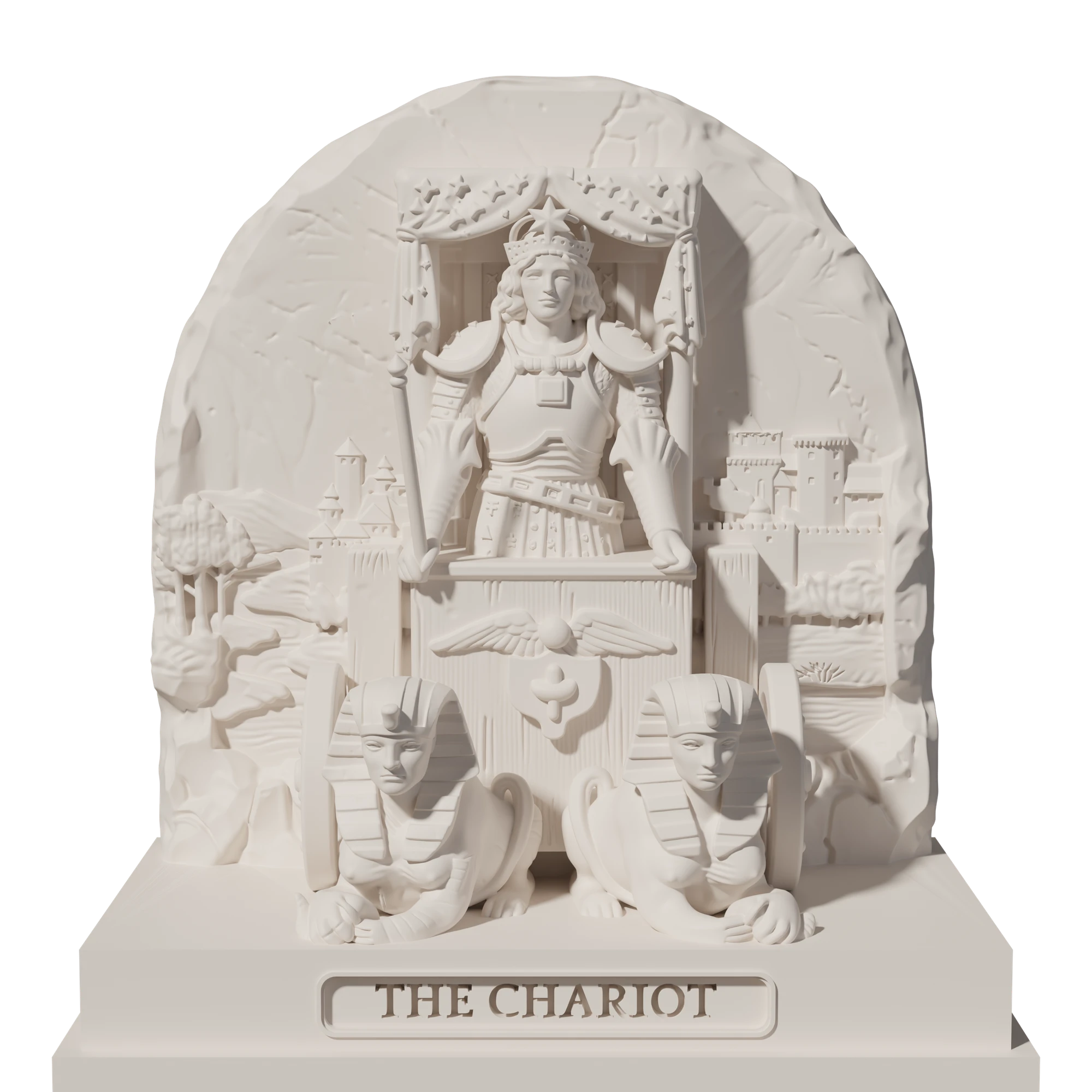 The Chariot, a 3D-printed resin statue, hand-painted