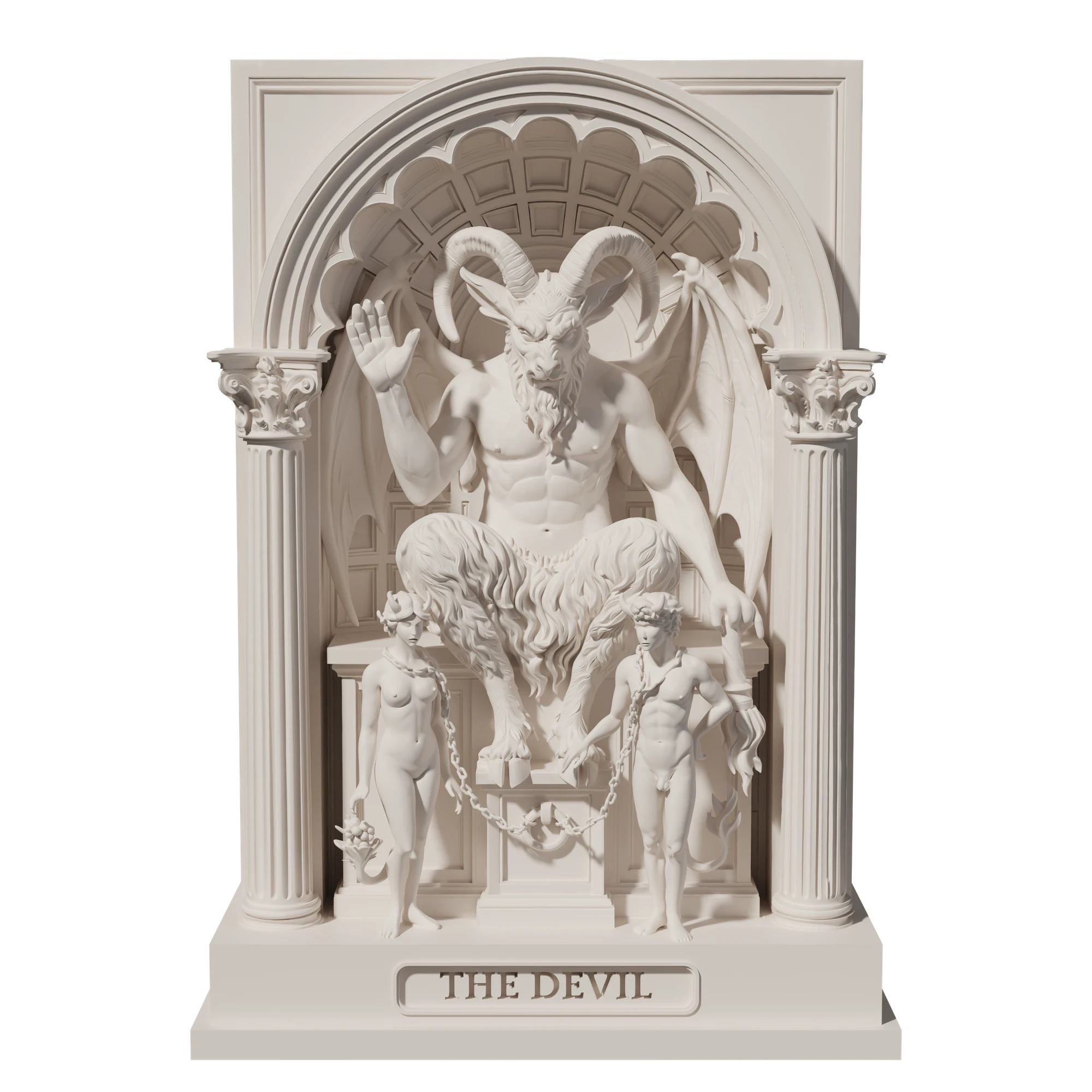 The Devil, a 3D-printed resin statue, hand-painted