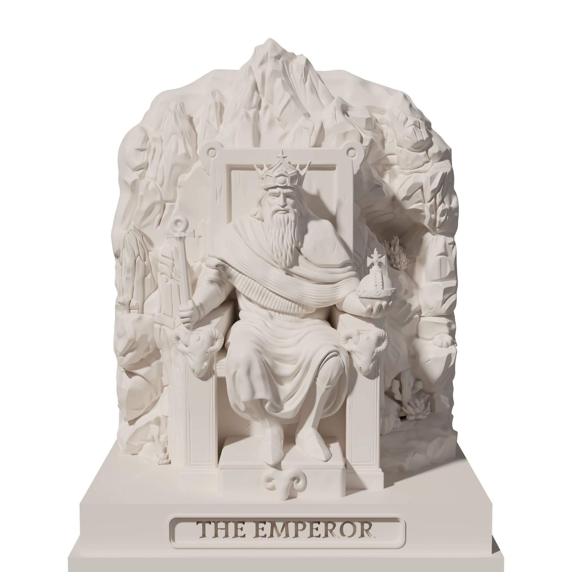The Emperor, a 3D-printed resin statue, hand-painted