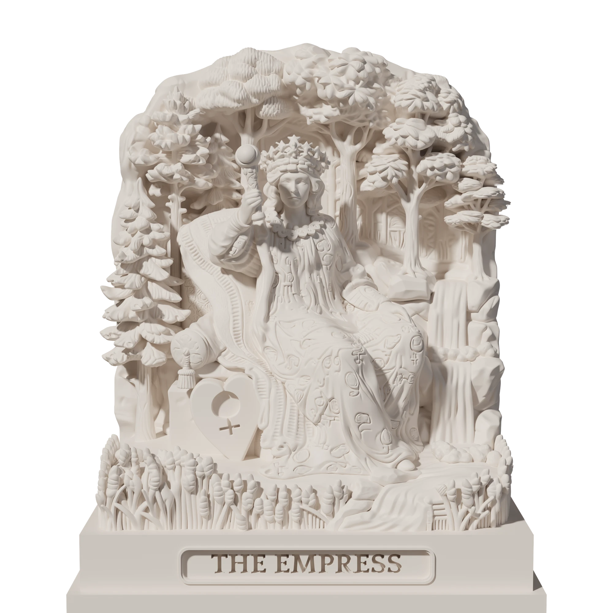 The Empress, a 3D-printed resin statue, hand-painted