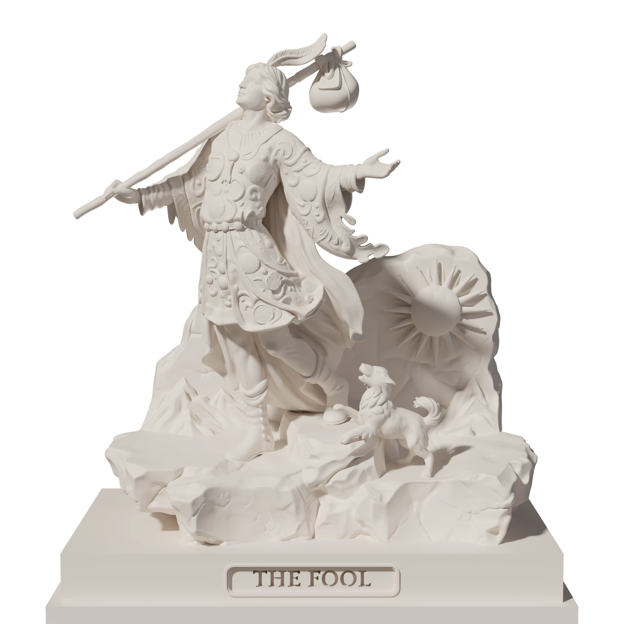 The Fool, a 3D-printed resin statue, hand-painted