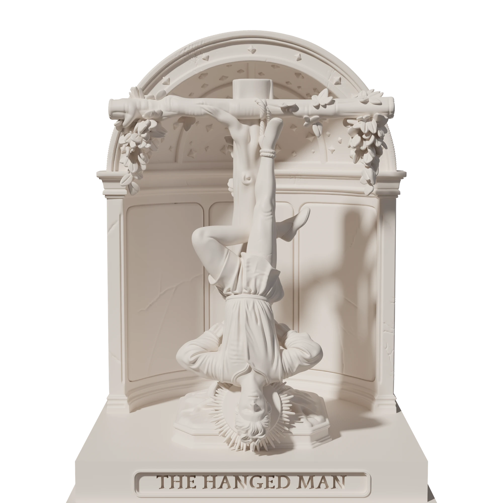 The Hanged Man, a 3D-printed resin statue, hand-painted