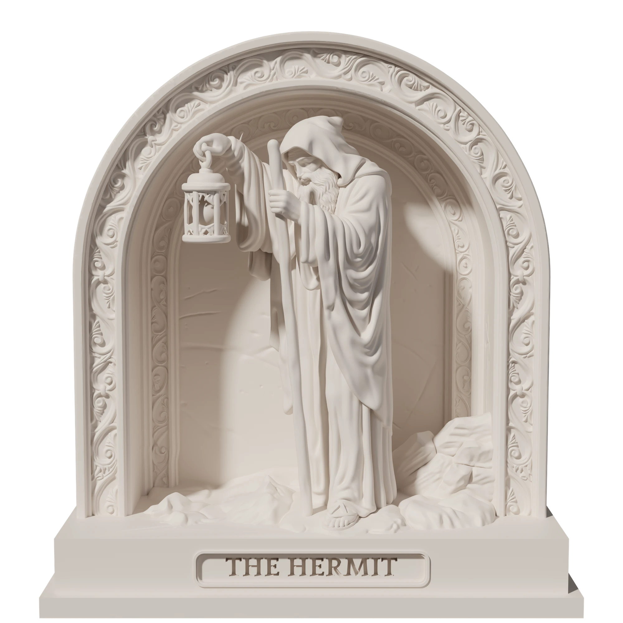 The Hermit, a 3D-printed resin statue, hand-painted