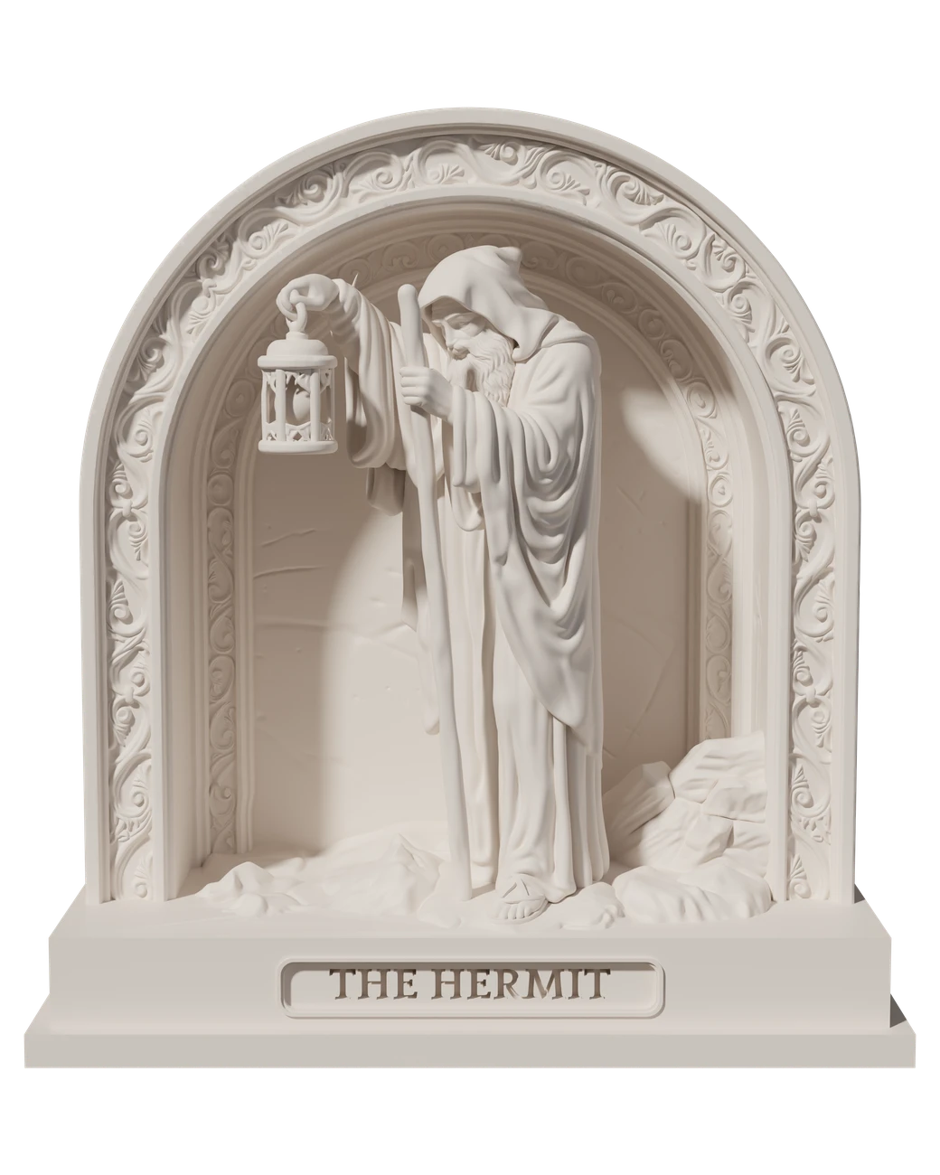 The Hermit, a hand-painted tarot figurine