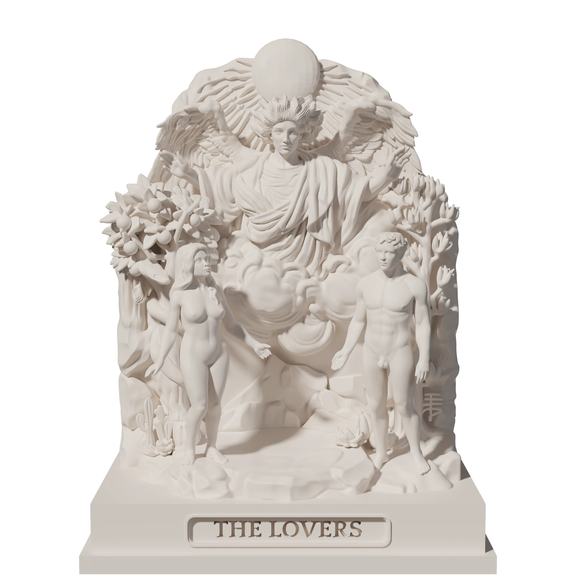 The Lovers, a 3D-printed resin statue, hand-painted