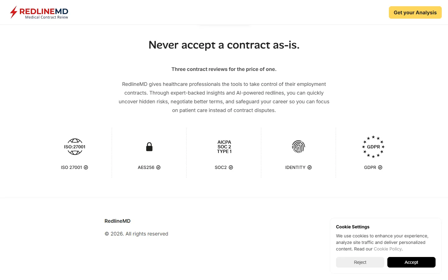 The current site footer