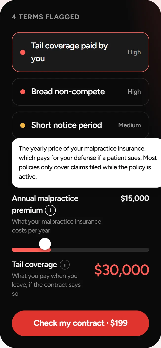 Calculator with tooltip on mobile