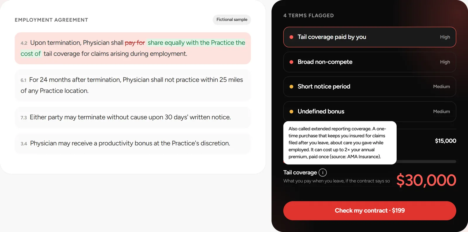Interactive sample contract