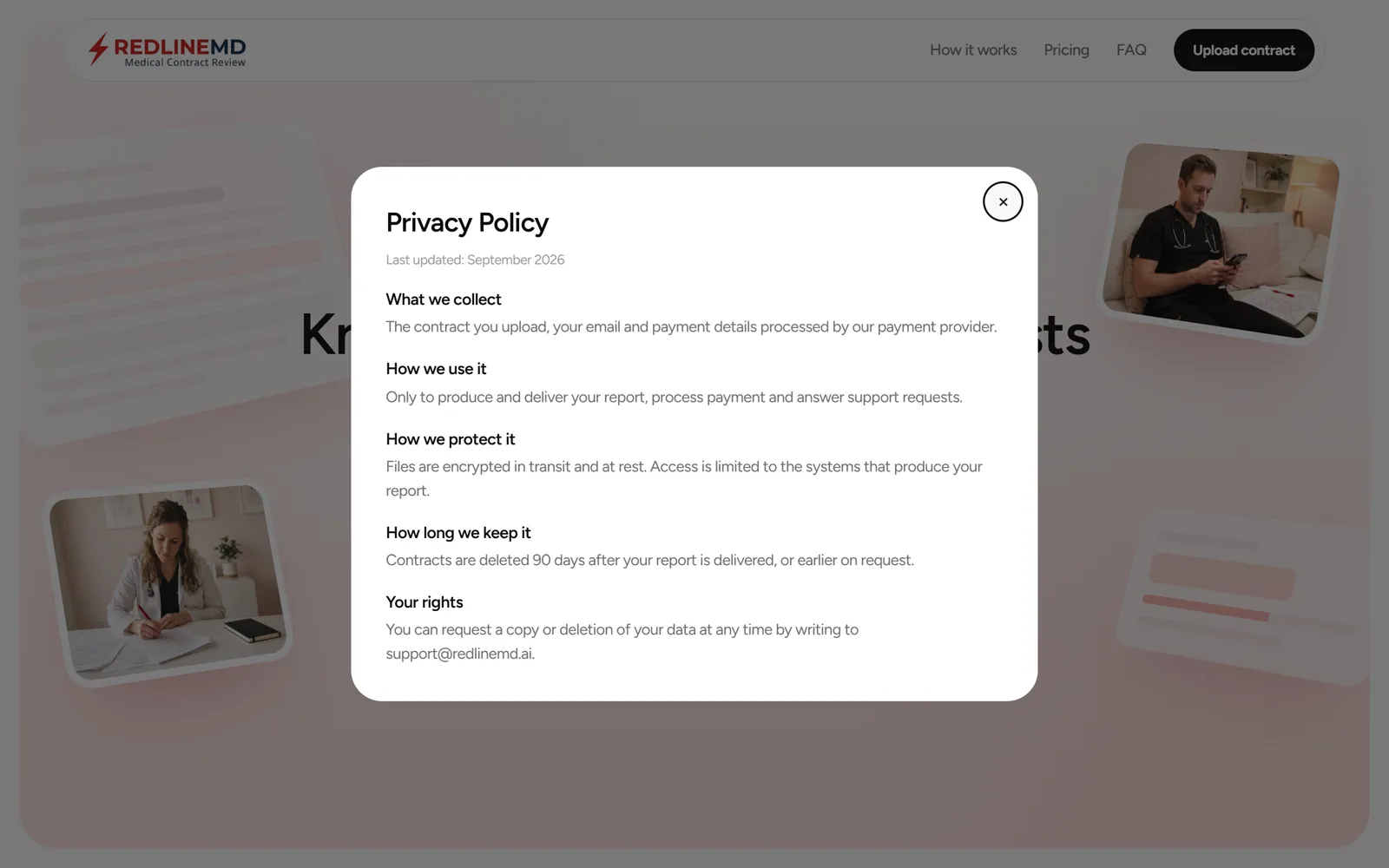 Privacy Policy opened from its own link