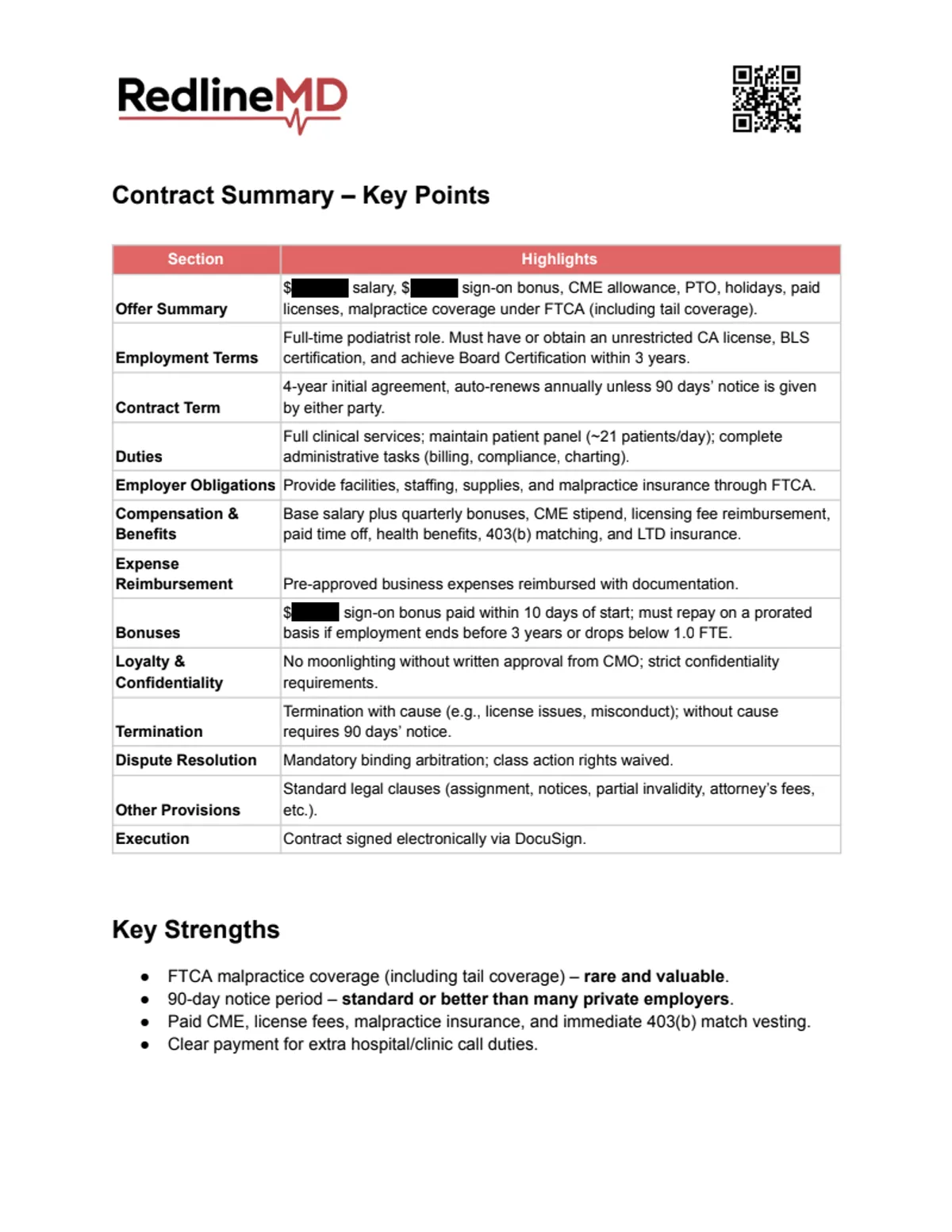 Sample report, page 1 of 5